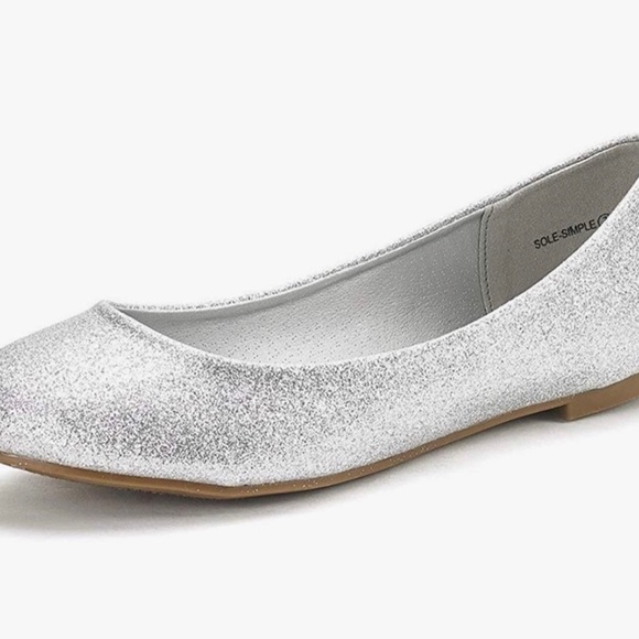 DREAM PAIRS Silver Glitter Sparkly Ballet Flats - Picture 1 of 2